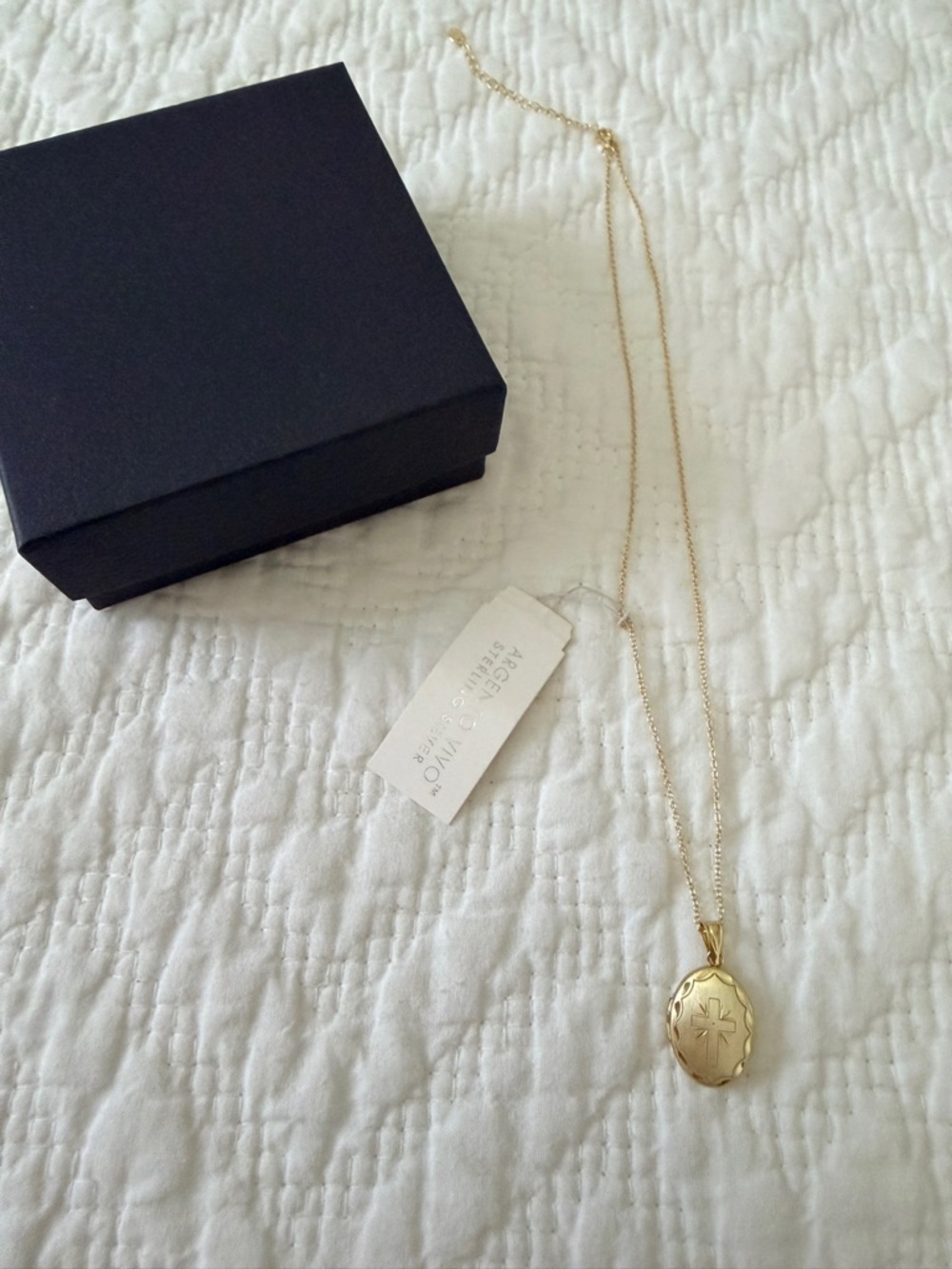 Sterling silver Gold plated Oval Star Engraved Locket Necklace - Women Jewelry